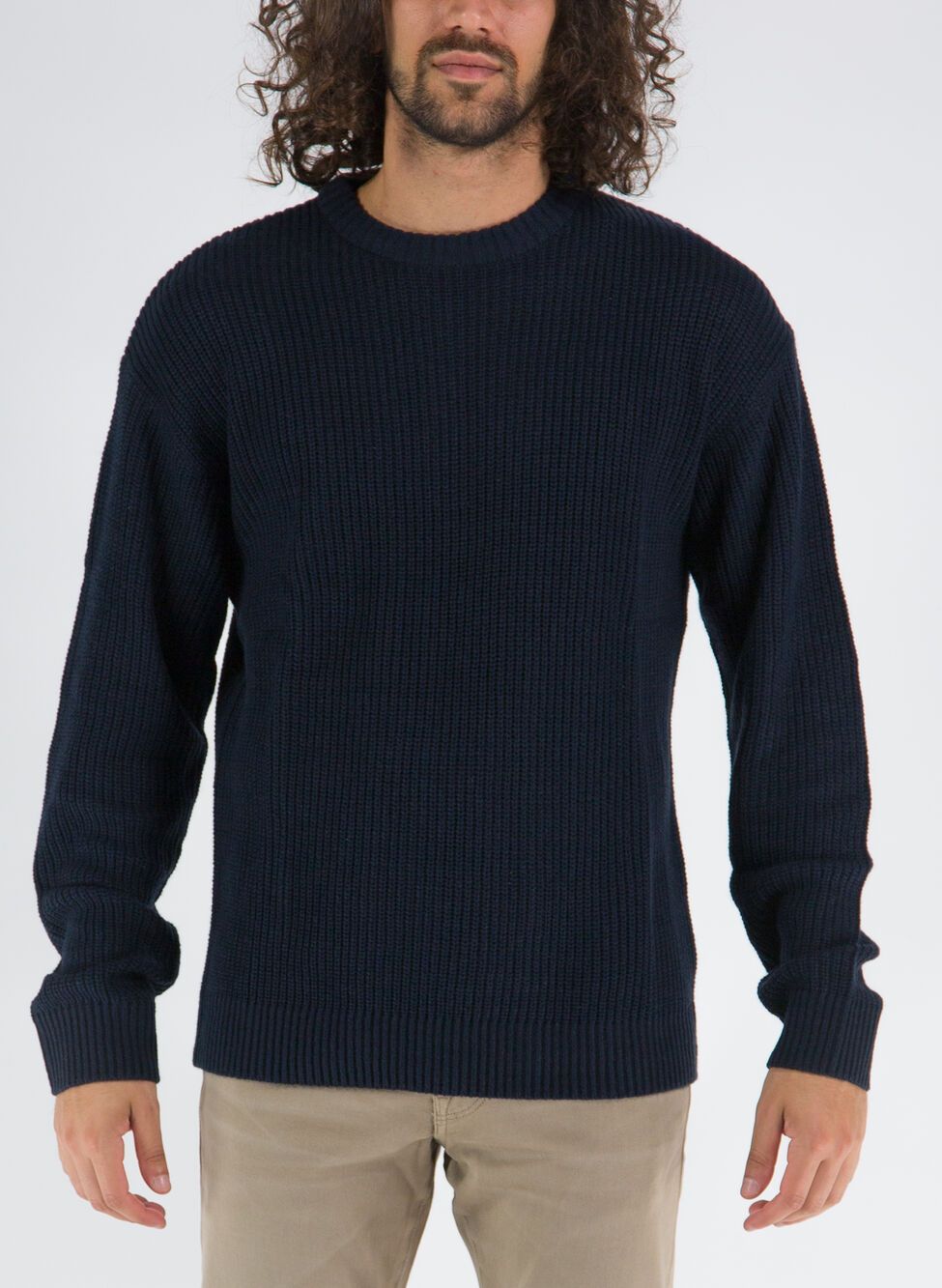 Maglione Con Trama A Coste 12194786-NAVY_B