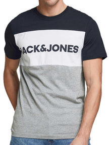 T-SHIRT JJELOGO BLOCKING TEE SS 12173968-NAVY_B