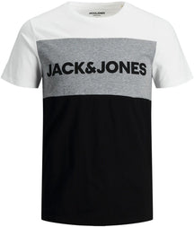 T-SHIRT JJELOGO BLOCKING TEE SS 12173968-WHITE